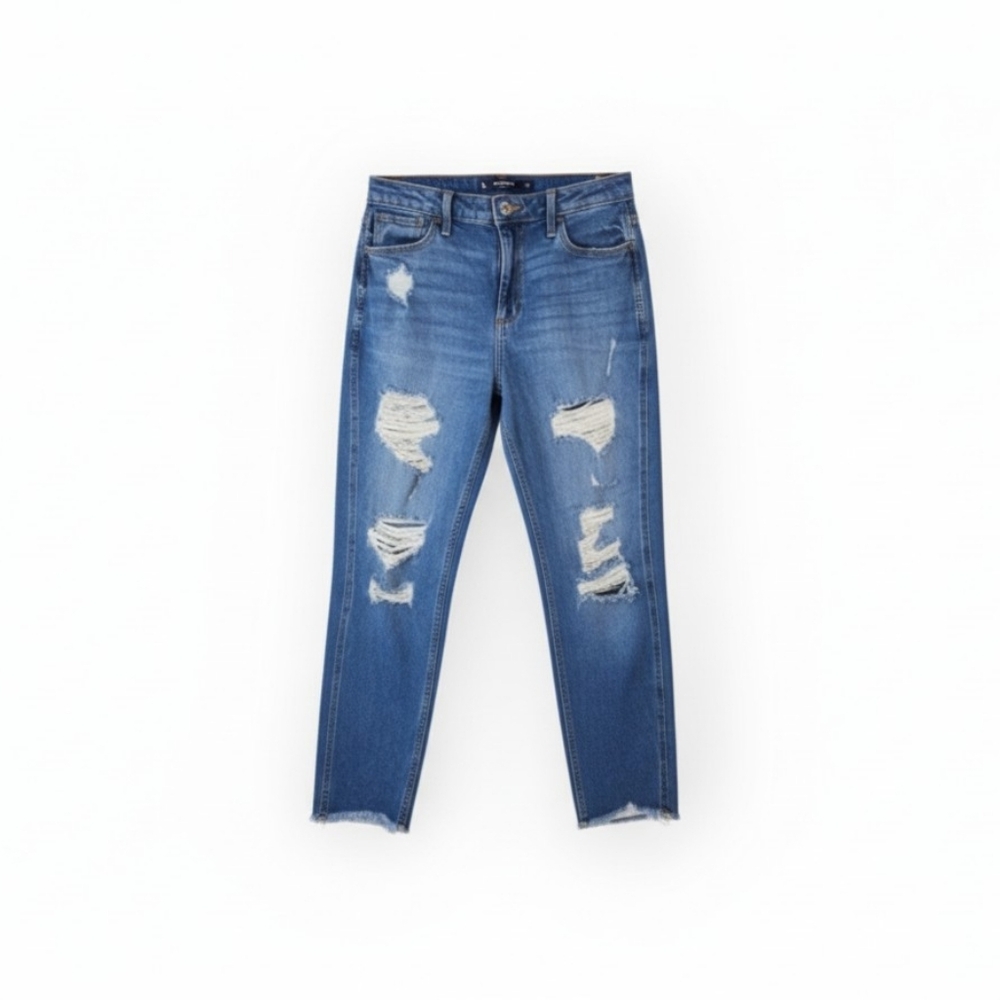Hollister Curvy High-Rise Mom Jeans Size 9 Long Distressed